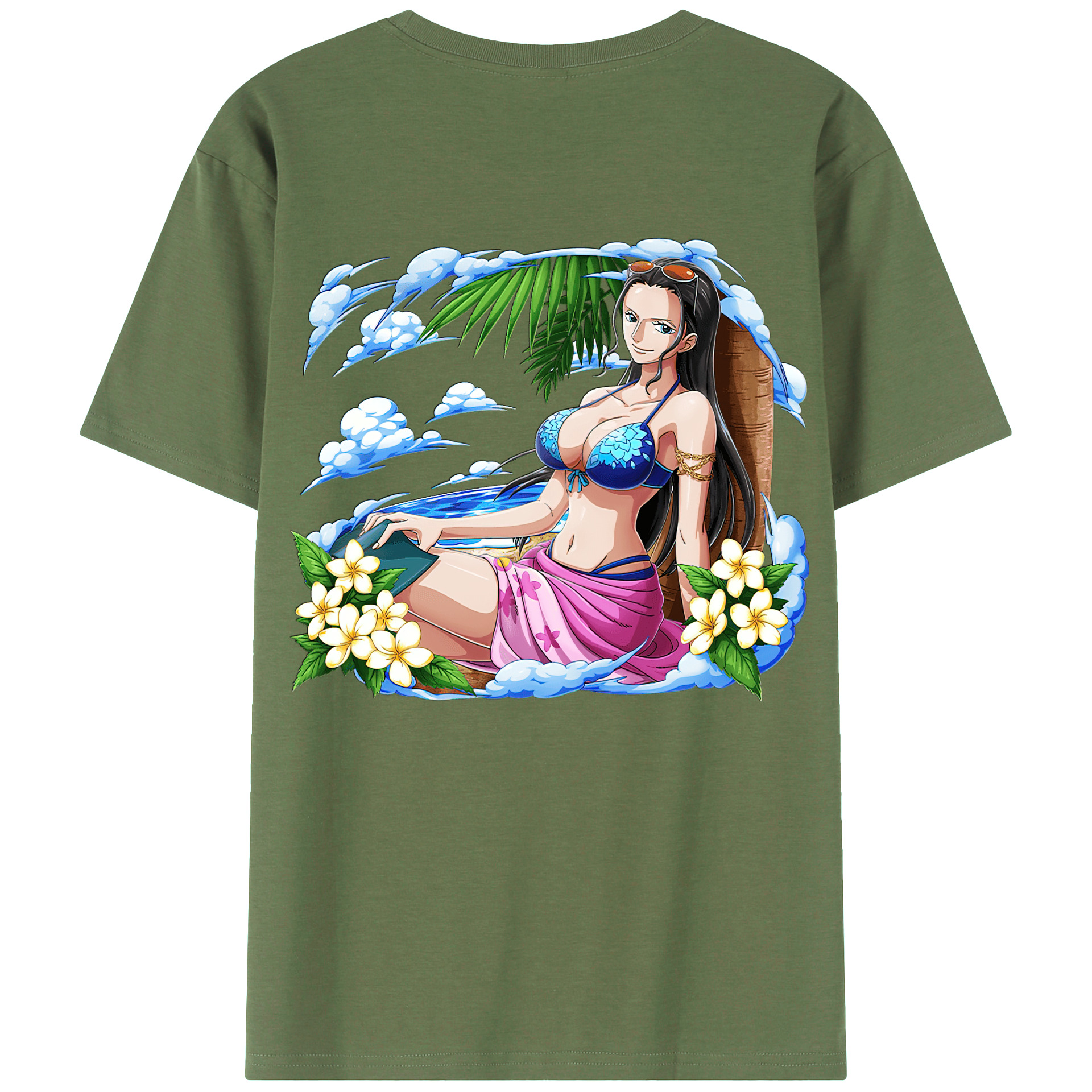 ワンピース ニコ・ロビン ONE PIECE Nico Robin 綿100％ メンズ半袖Tシャツ（バックプリント） 通気性